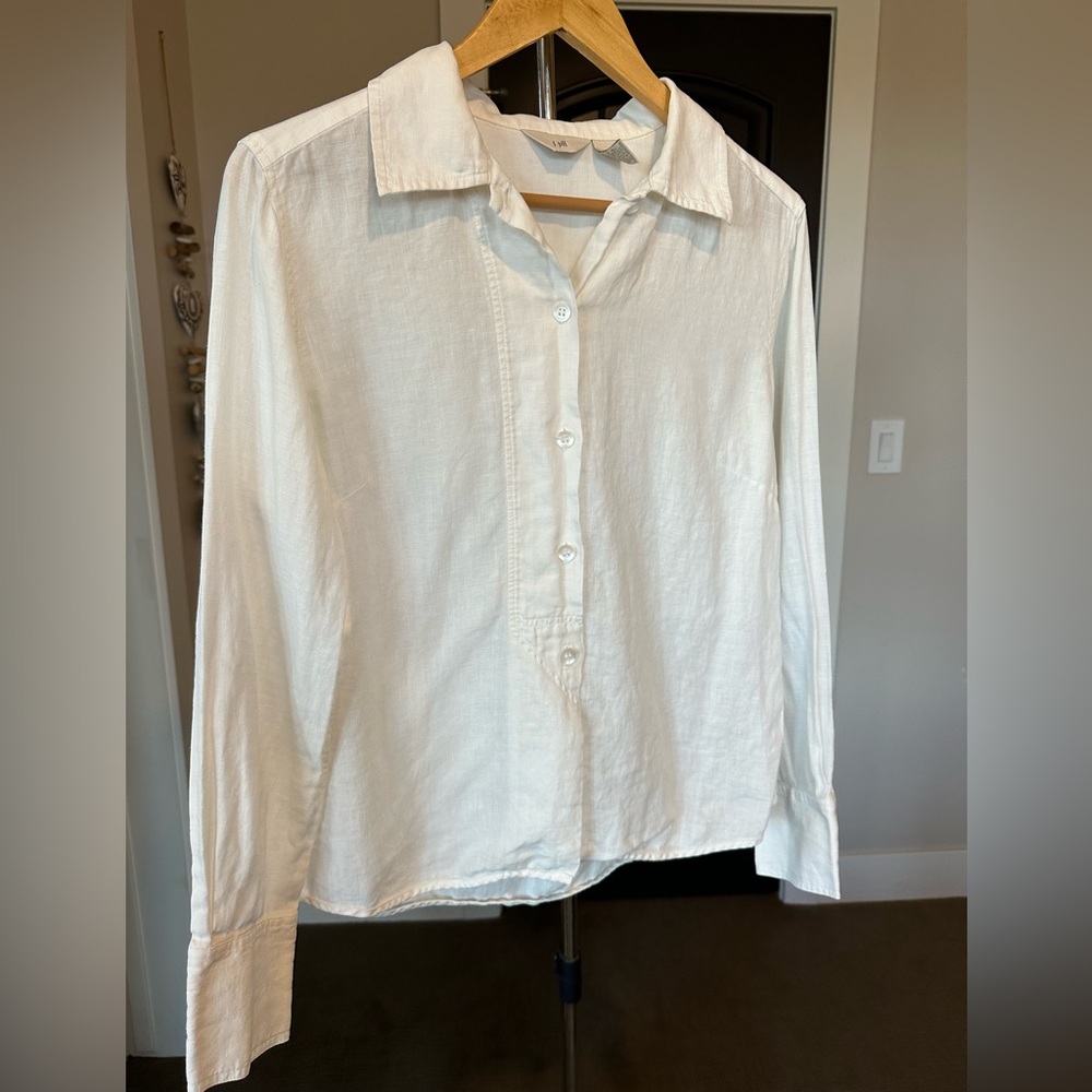 J Jill Linen Collared Dress Shirt Size Small